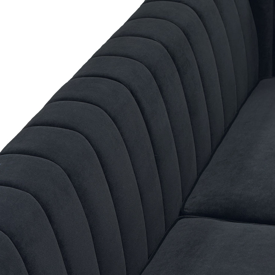 Terra Black Velvet 2 Piece Sofa Set Black