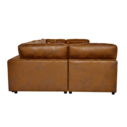 6 Seater Faux Leather Sectional Sofa