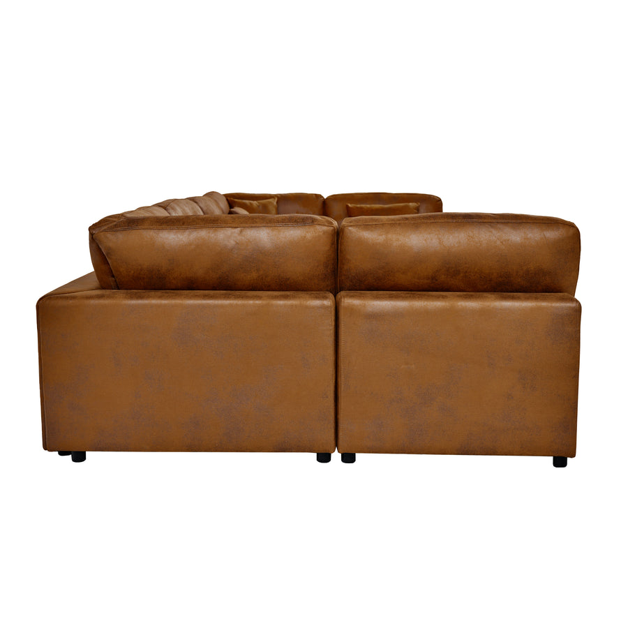 6 Seater Faux Leather Sectional Sofa