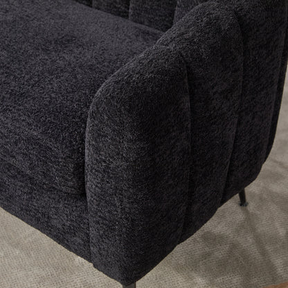 Pash Chenille Black Love Seats with wooden leg