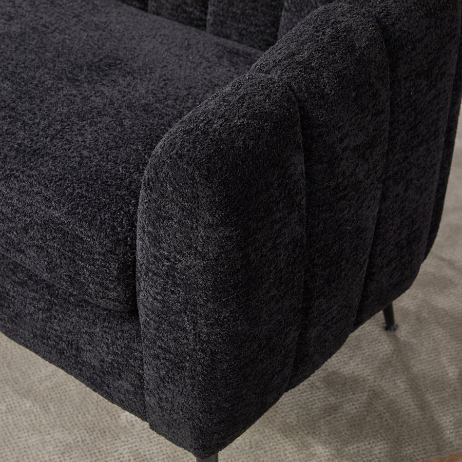 Pash Chenille Black Love Seats with wooden leg