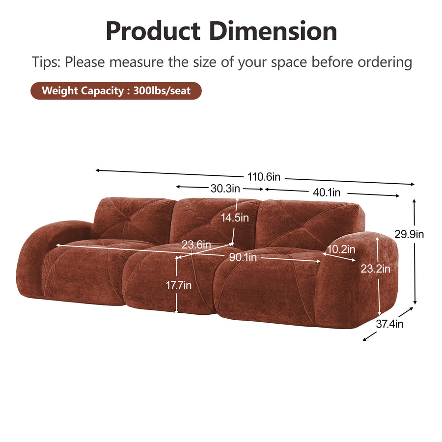 Red Brown Modular Sofa