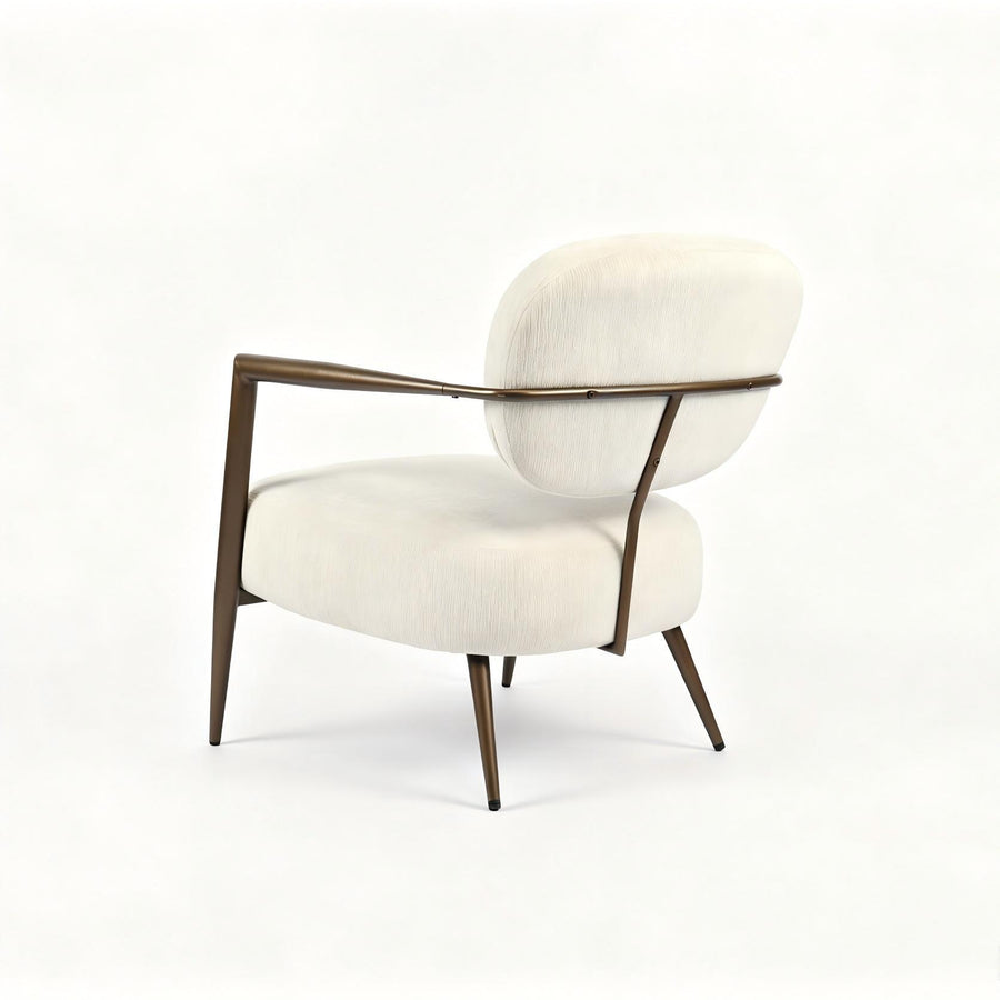 White metal frame accent chair