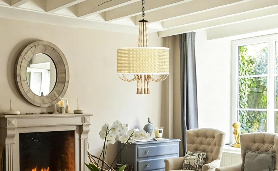 19' Boho Rattan Chandelier