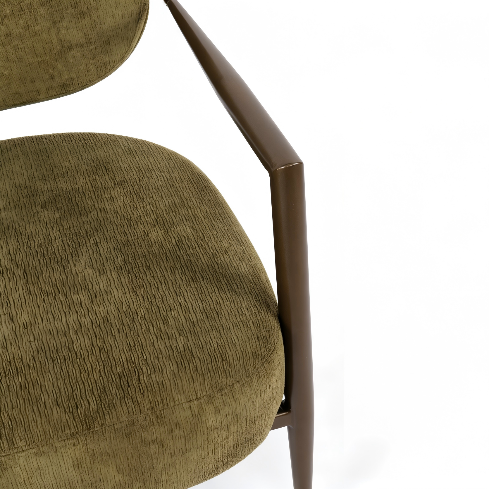 Green metal frame accent chair