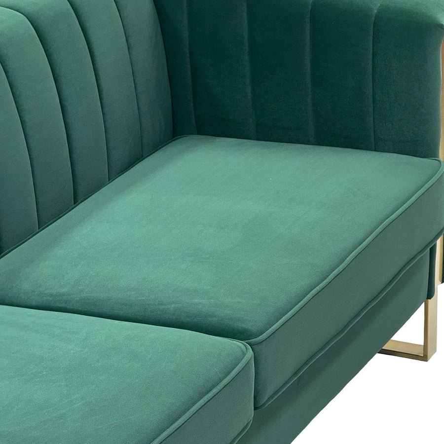 Terra Black Velvet 2 Piece Sofa Set Green