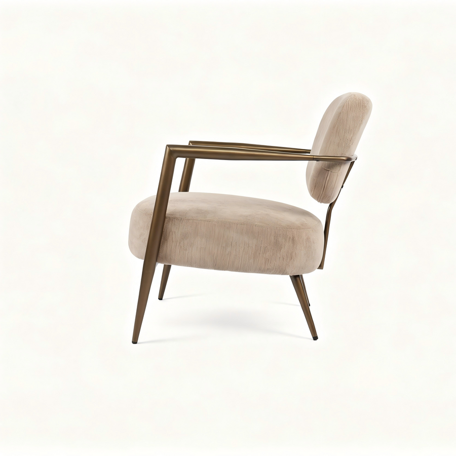 Camel metal frame accent chair