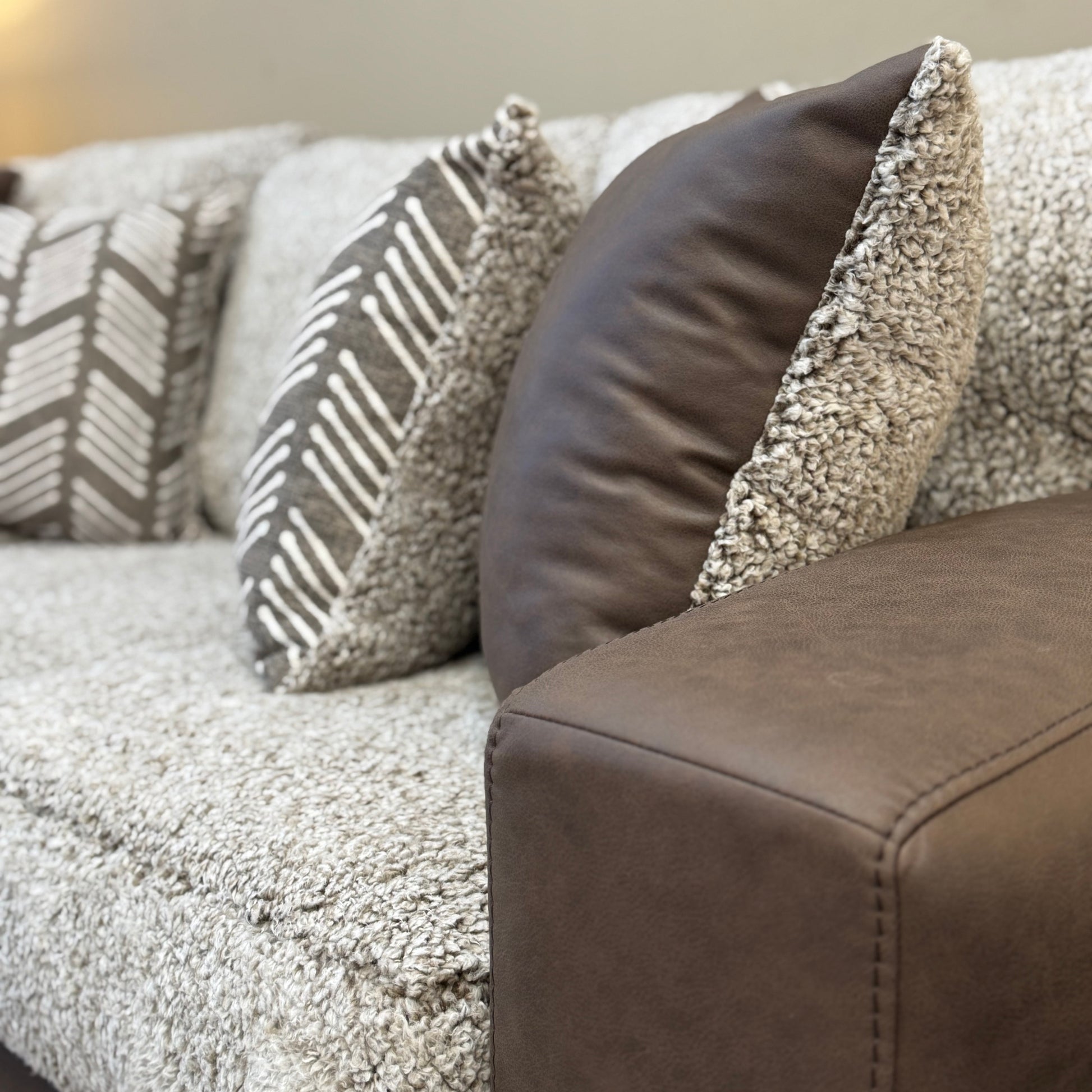 Brown Faux Leather Sofa Set
