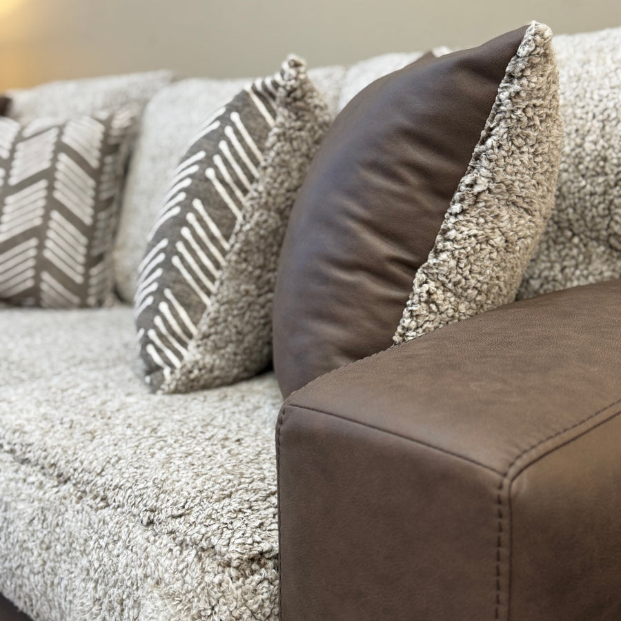 Brown Faux Leather Sofa Set