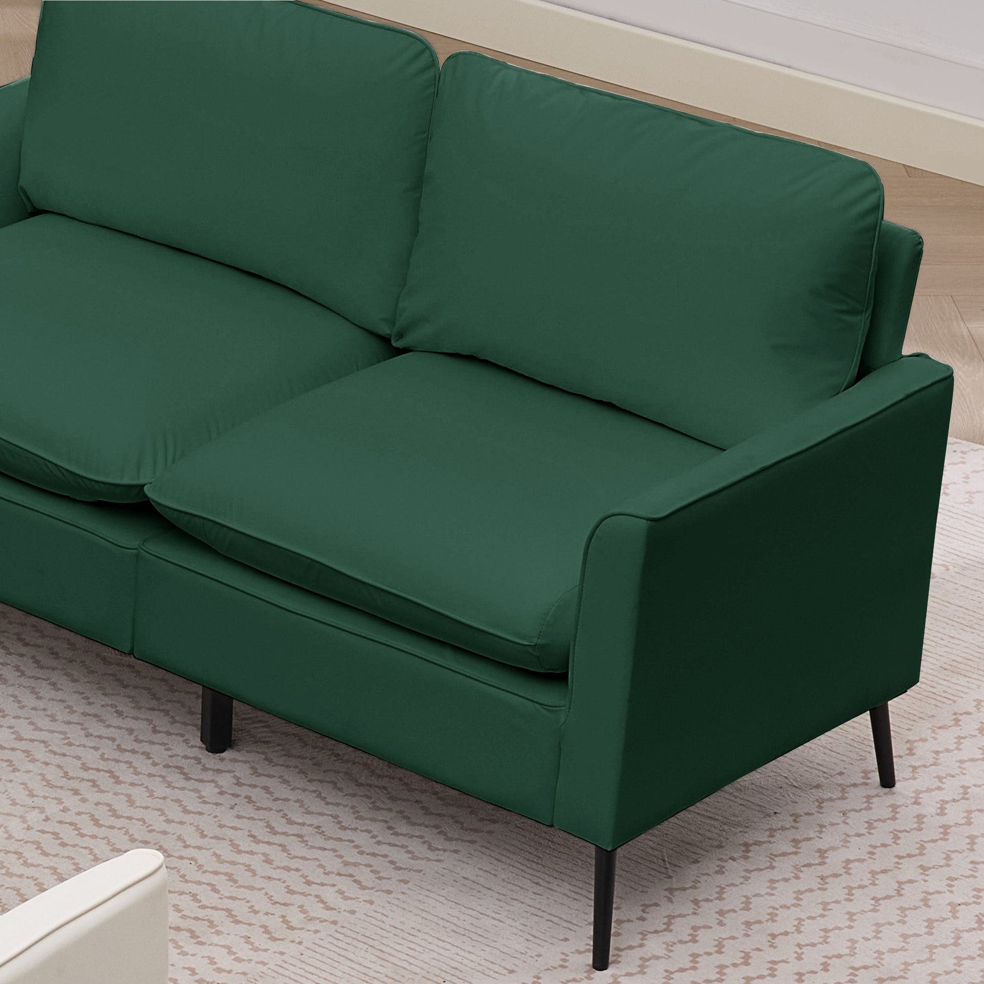 Retro Faux Leather Green Loveseat