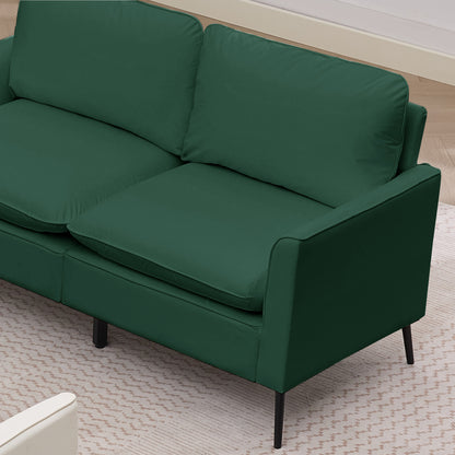 Retro Faux Leather Green Loveseat