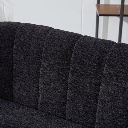 Pash Chenille Black Love Seats with wooden leg