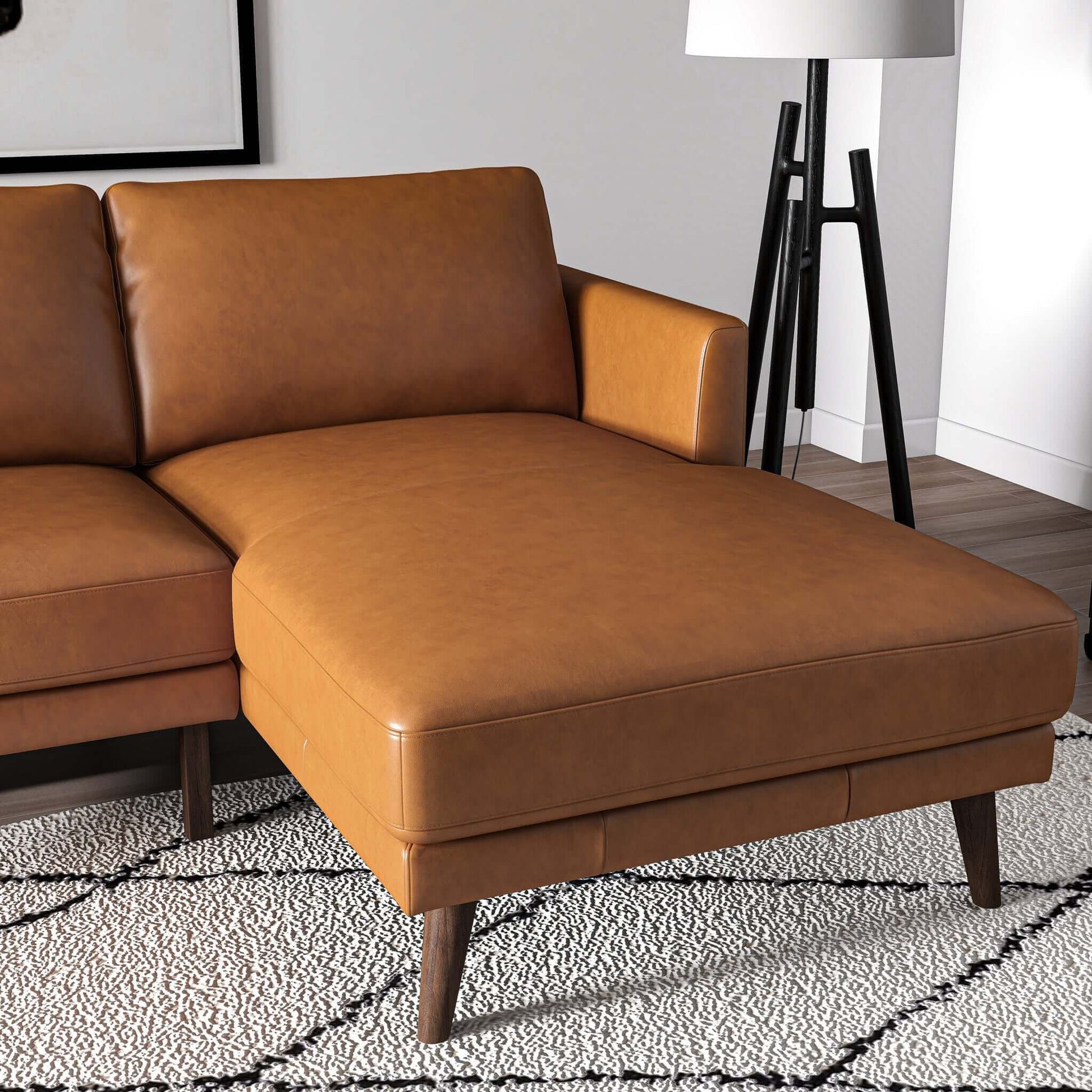 Lored  L-Shaped Genuine Leather Sectional Sofa Right Facing