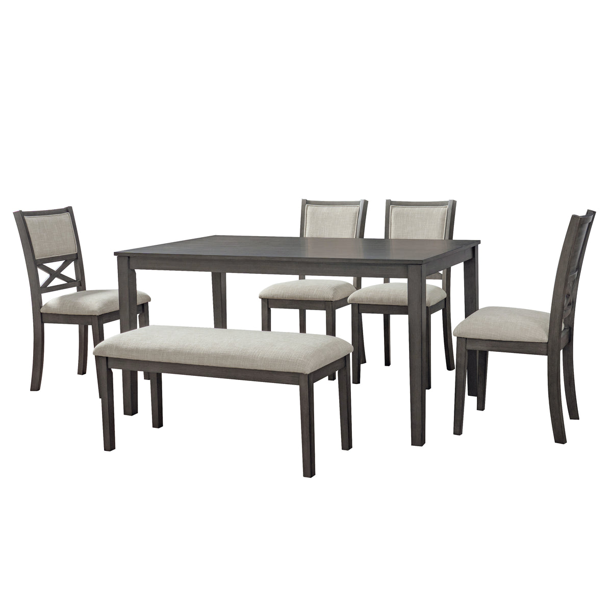 Dallas beige dark gray 6 Piece Dining Set