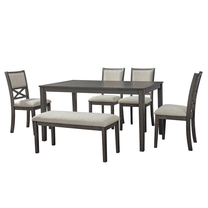 Dallas beige dark gray 6 Piece Dining Set