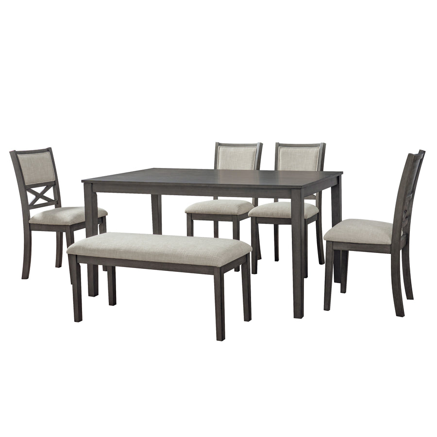 Dallas beige dark gray 6 Piece Dining Set