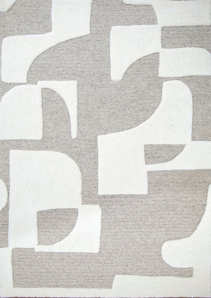 Ella Millie Ivory and Natural Hand Tufted Wool Area Rug