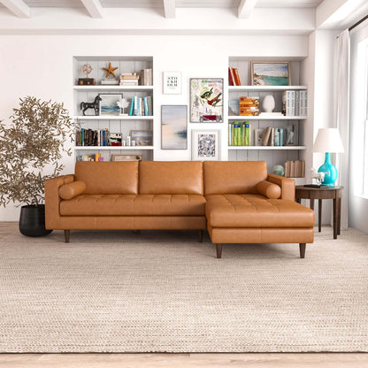 right facing Italian Leather Sectional Sofa