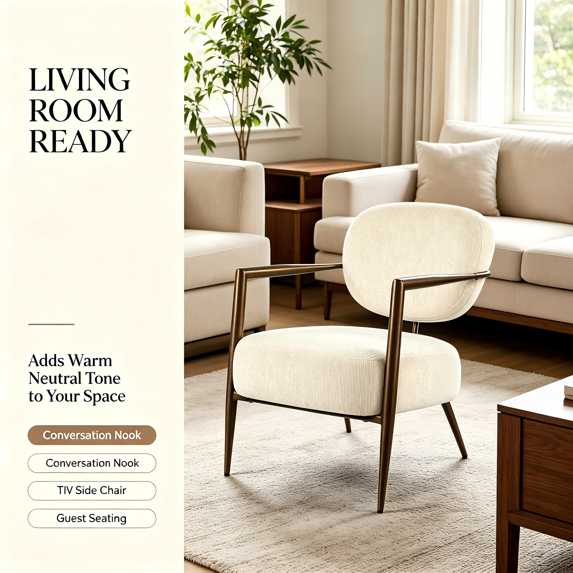 White metal frame accent chair