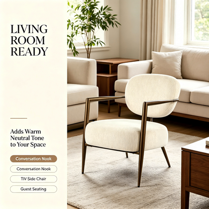 White metal frame accent chair