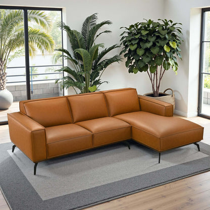Brenham Cognac Leather Sectional Sofa