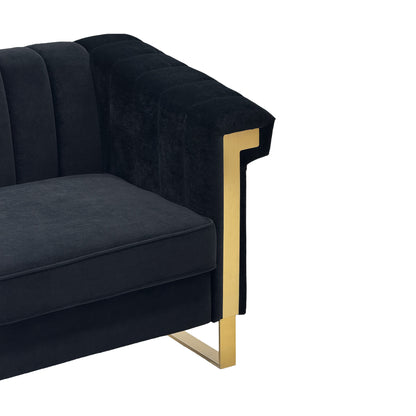 Terra Black Velvet 2 Piece Sofa Set Black