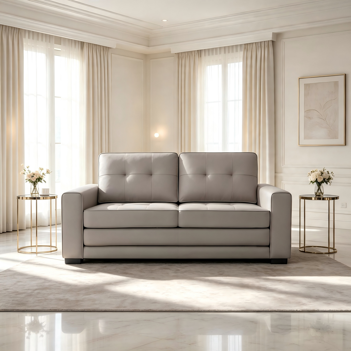 Loveseat Sofa cum Bed Beige 