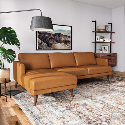 Lored  L-Shaped Genuine Leather Sectional Sofa Left Facing