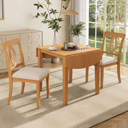 beige 3 Piece Dual Drop Leaf Dining Set
