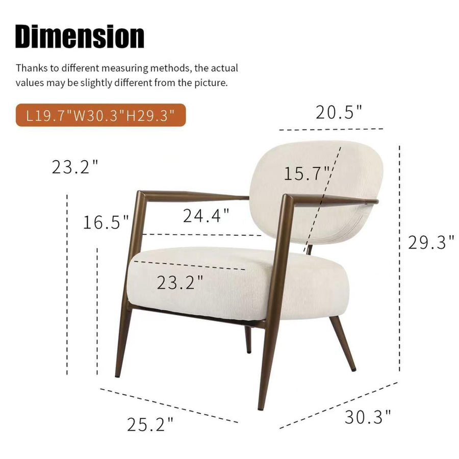 White metal frame accent chair