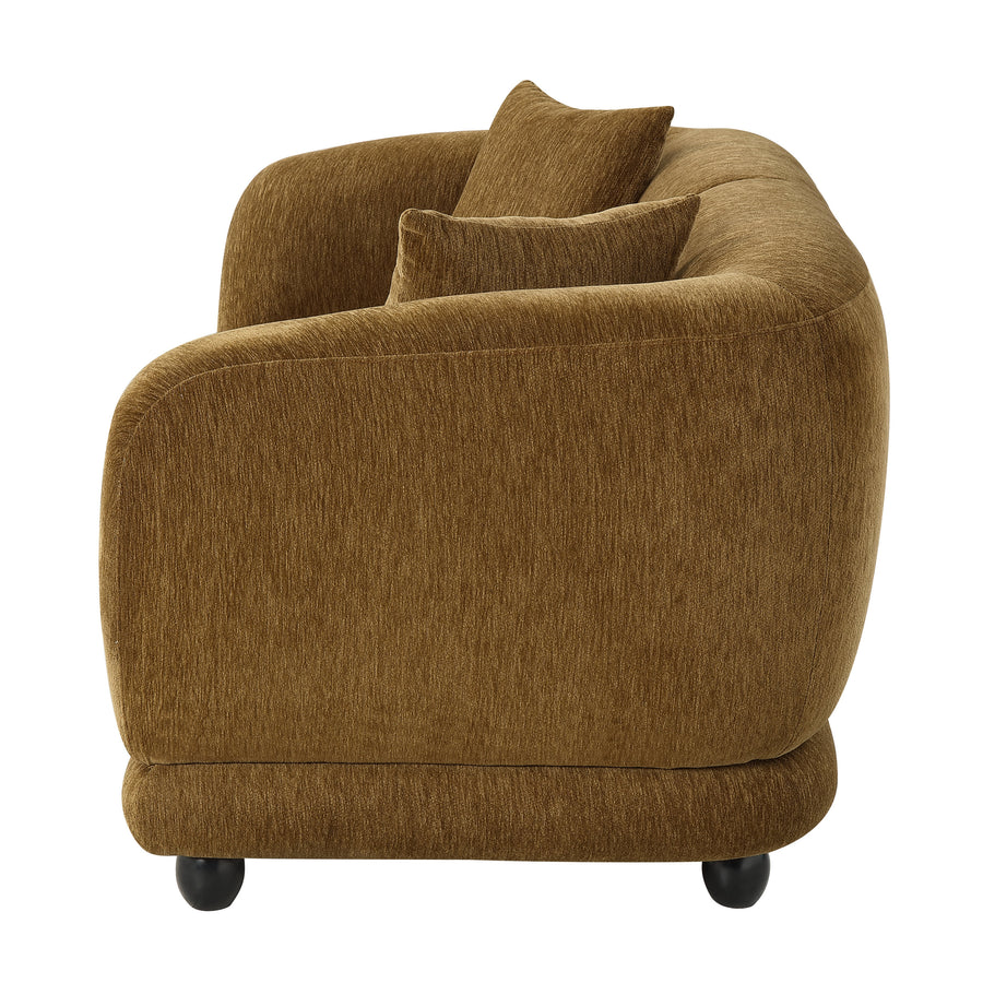 Lennox Brown Chenille Loveseat w/2 Pillows