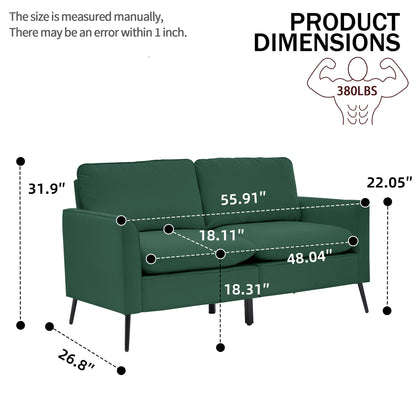 Retro Faux Leather Green Loveseat