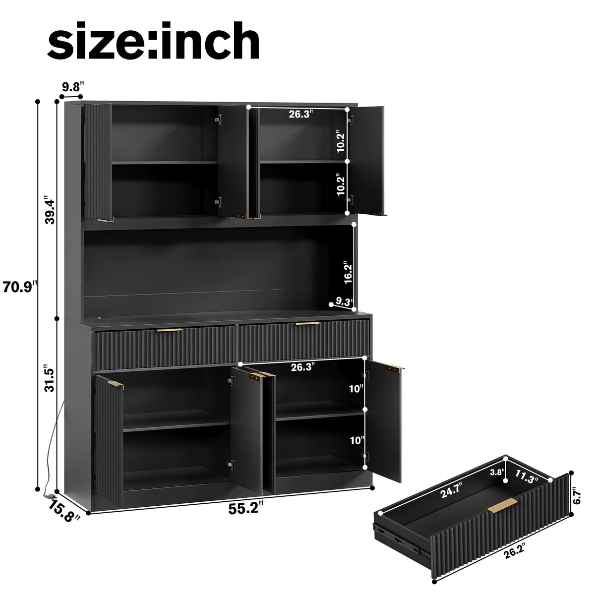 Talla Hutch Cabinet black