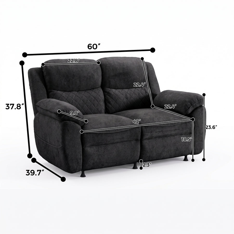 2 seater 6 seater dark gray power recliner sofa