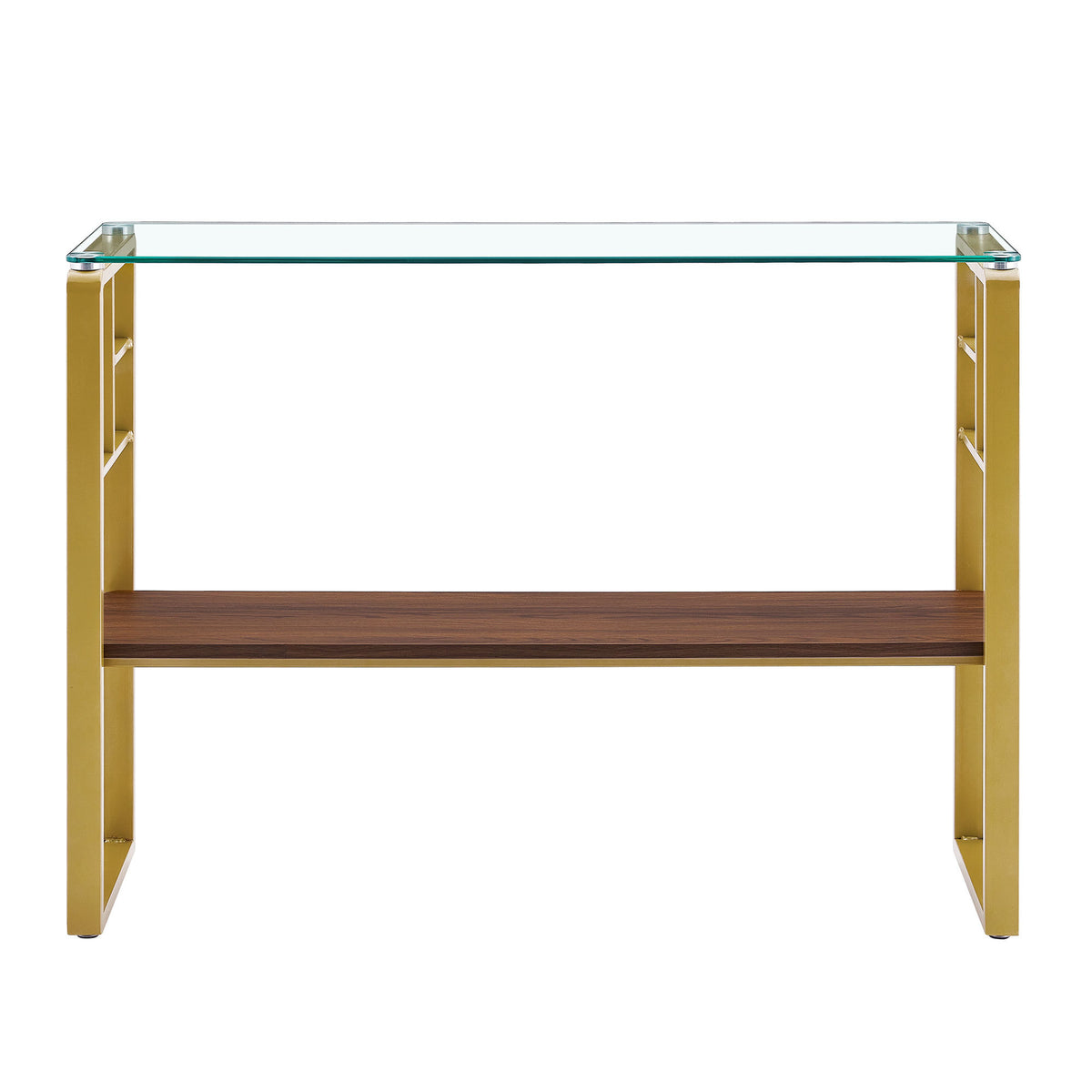 side table with metal frame and glass top
