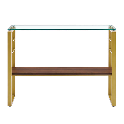 side table with metal frame and glass top