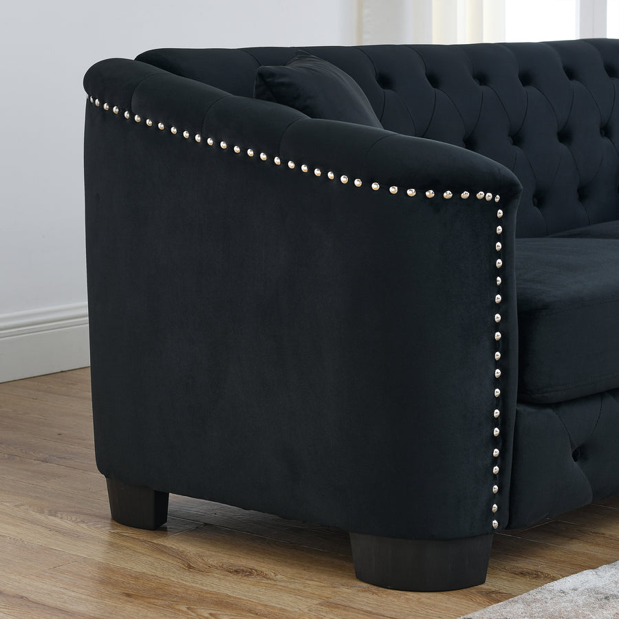 Velvet Chelsfield 5 seater Sofa Set Black 
