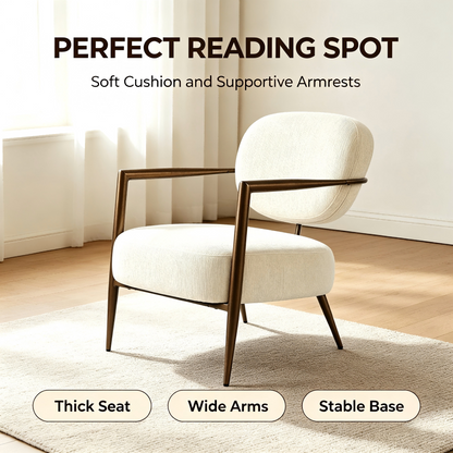 White metal frame accent chair