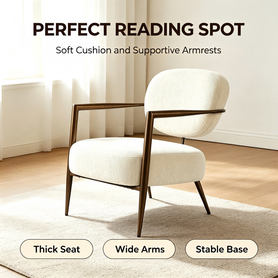 White metal frame accent chair