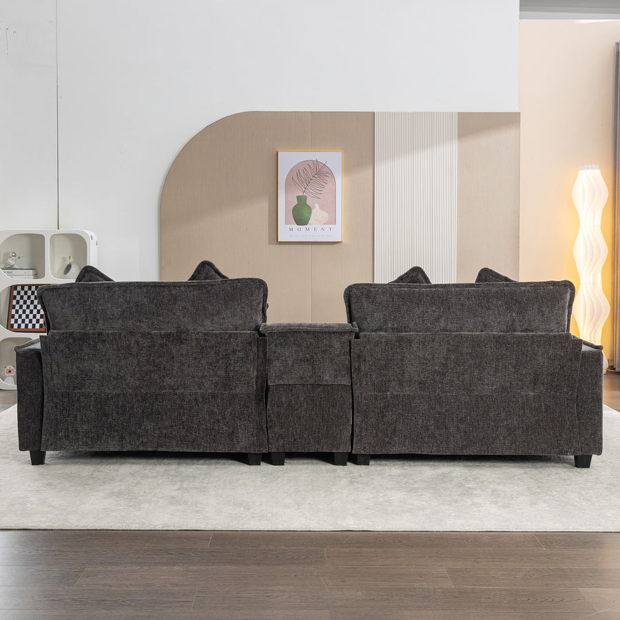 Gray Sectional Sofa with Ottoman