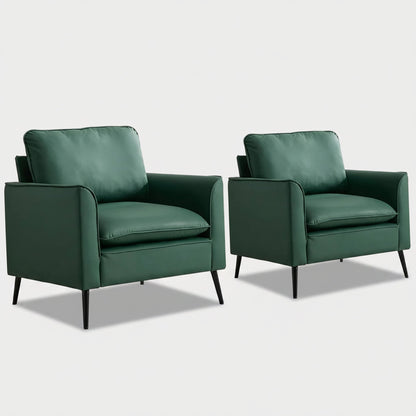 Green Leather Upholstered Sofa Chair 2PC Casual Living Room Balcony Bedroom Lounge Set