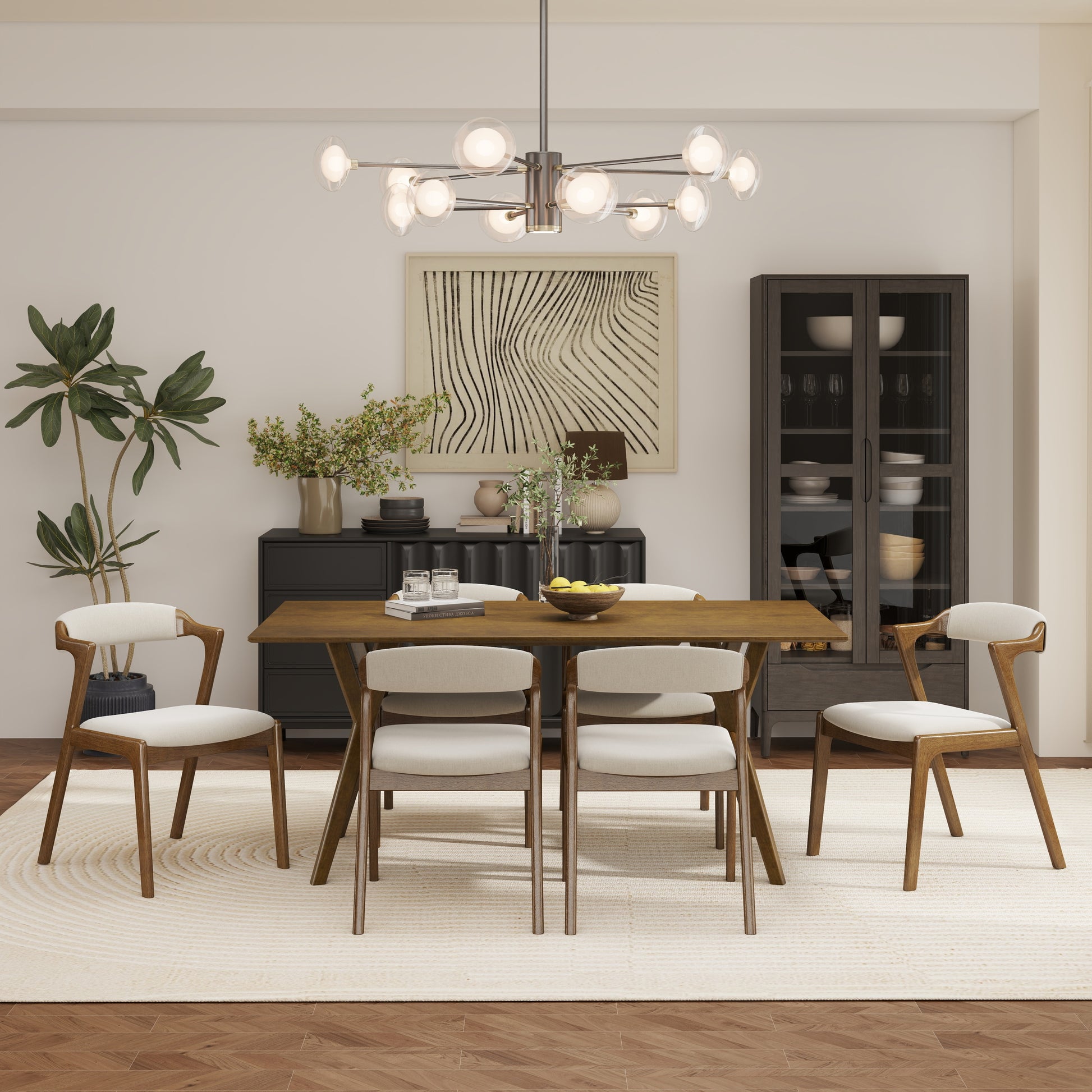 6 Seater 7 piece walnut dining set