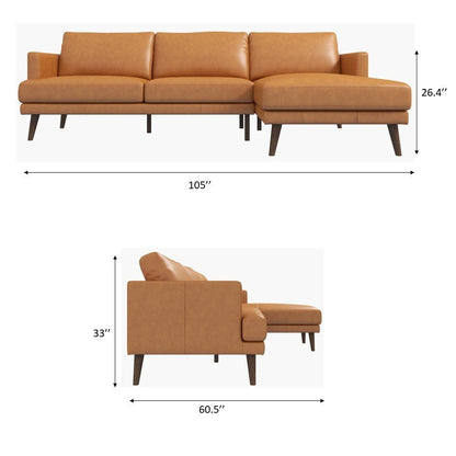 Lored  L-Shaped Genuine Leather Sectional Sofa Left Facing