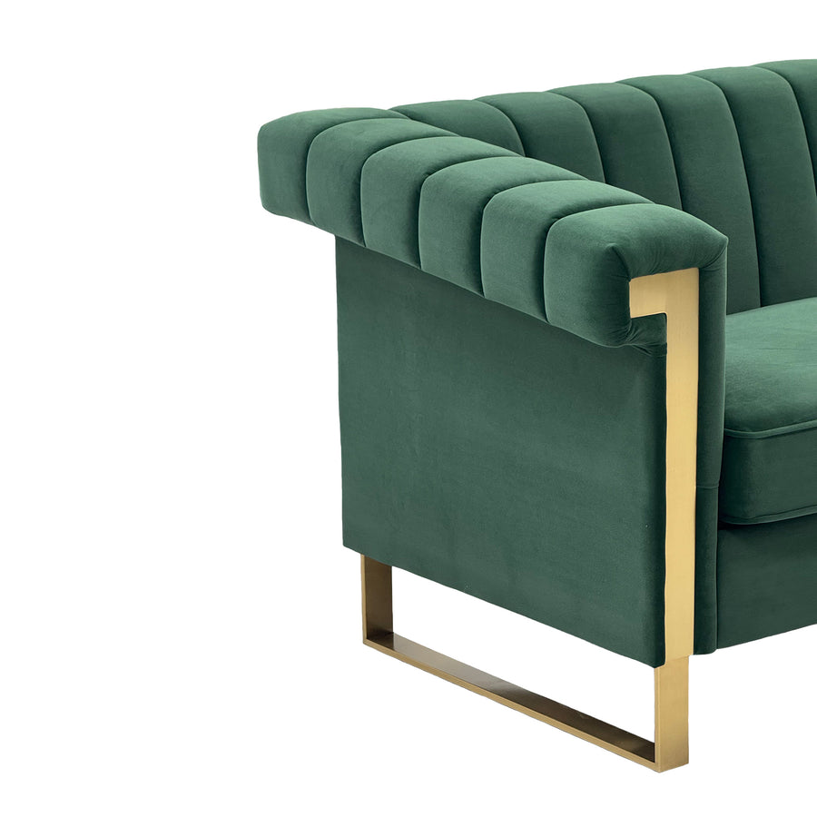 Terra Black Velvet 2 Piece Sofa Set Green