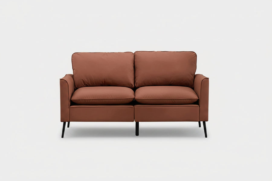 Retro Faux Leather Brown Loveseat