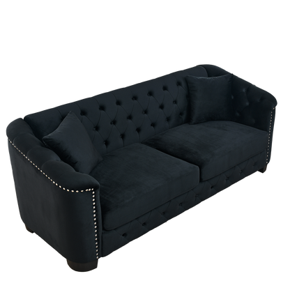 Velvet Chelsfield 5 seater Sofa Set Black 