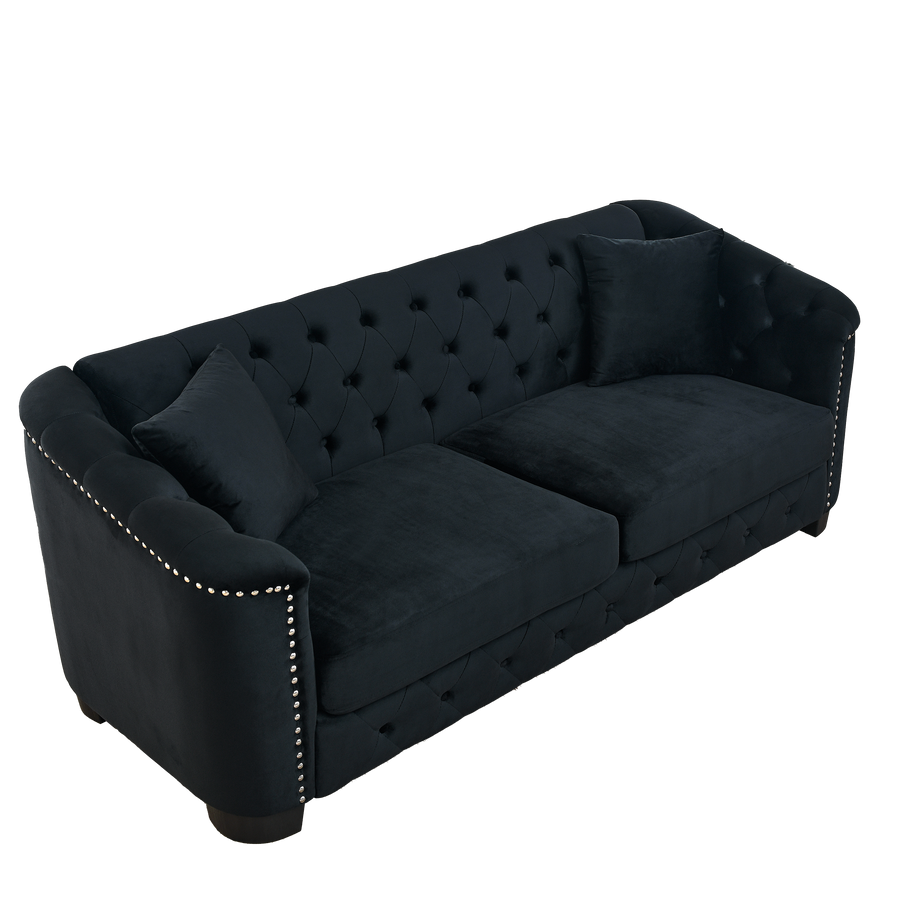 Velvet Chelsfield 5 seater Sofa Set Black 