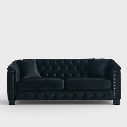 Velvet Chelsfield 5 seater Sofa Set Black 