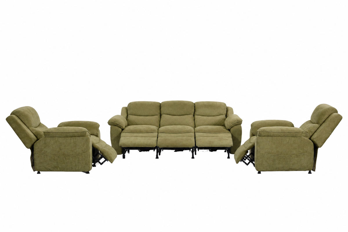 6 seater charcoal green power recliner sofa 