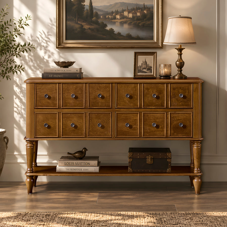 Walker Walnut Vintage Console Table